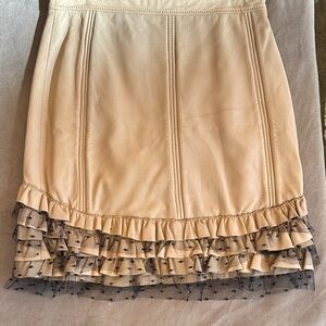RED Valentino Cream Ruffle Midi Skirt